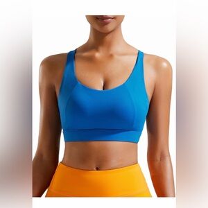 Running Girl High Impact Sports Bra Royal Blue Size Medium (2) NWT w/Sewn Pads